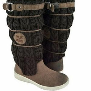 Muk luks vegan brown sweater boots